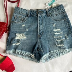 Chelsea Distressed Denim Shorts - Blue